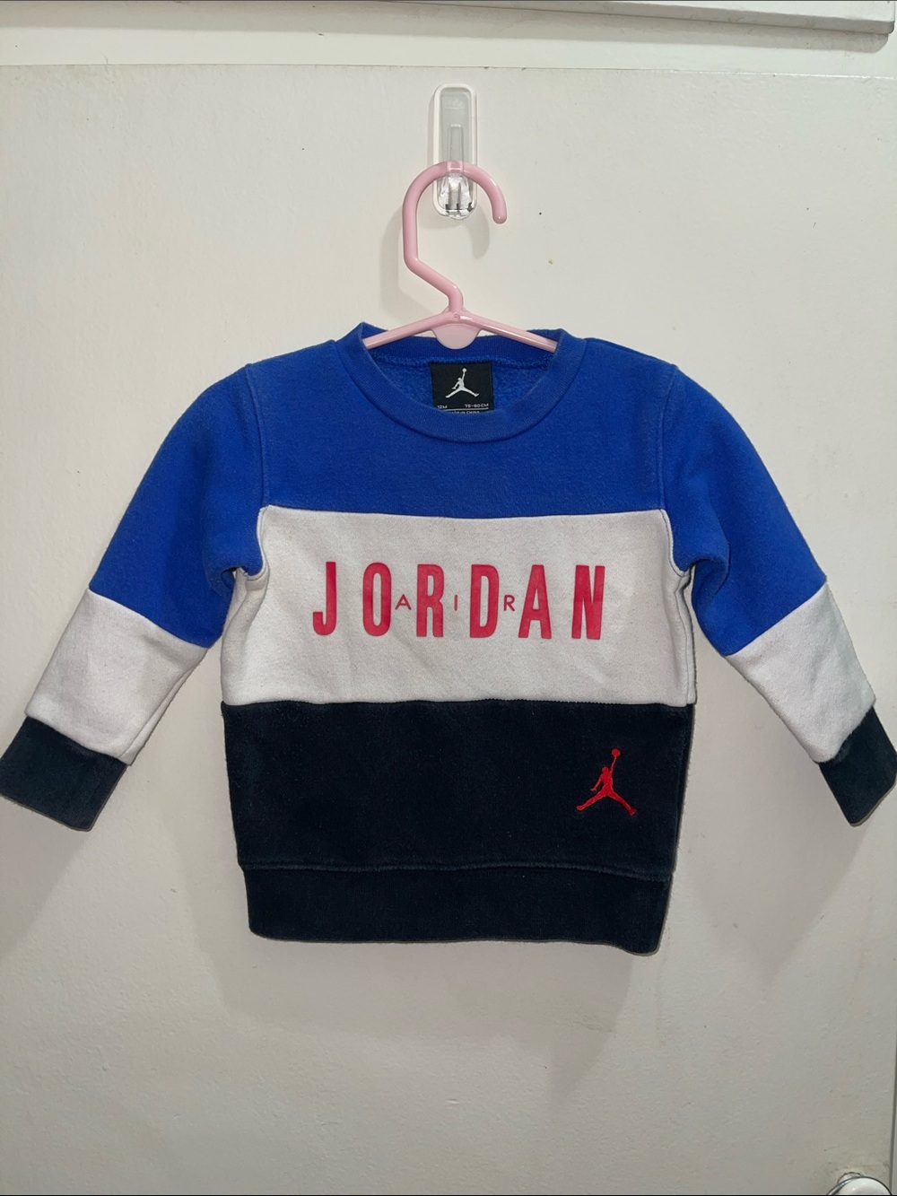Air Jordan Baby Colorblock Crew Sweatshirt - Blue/White/Black Sz 12M